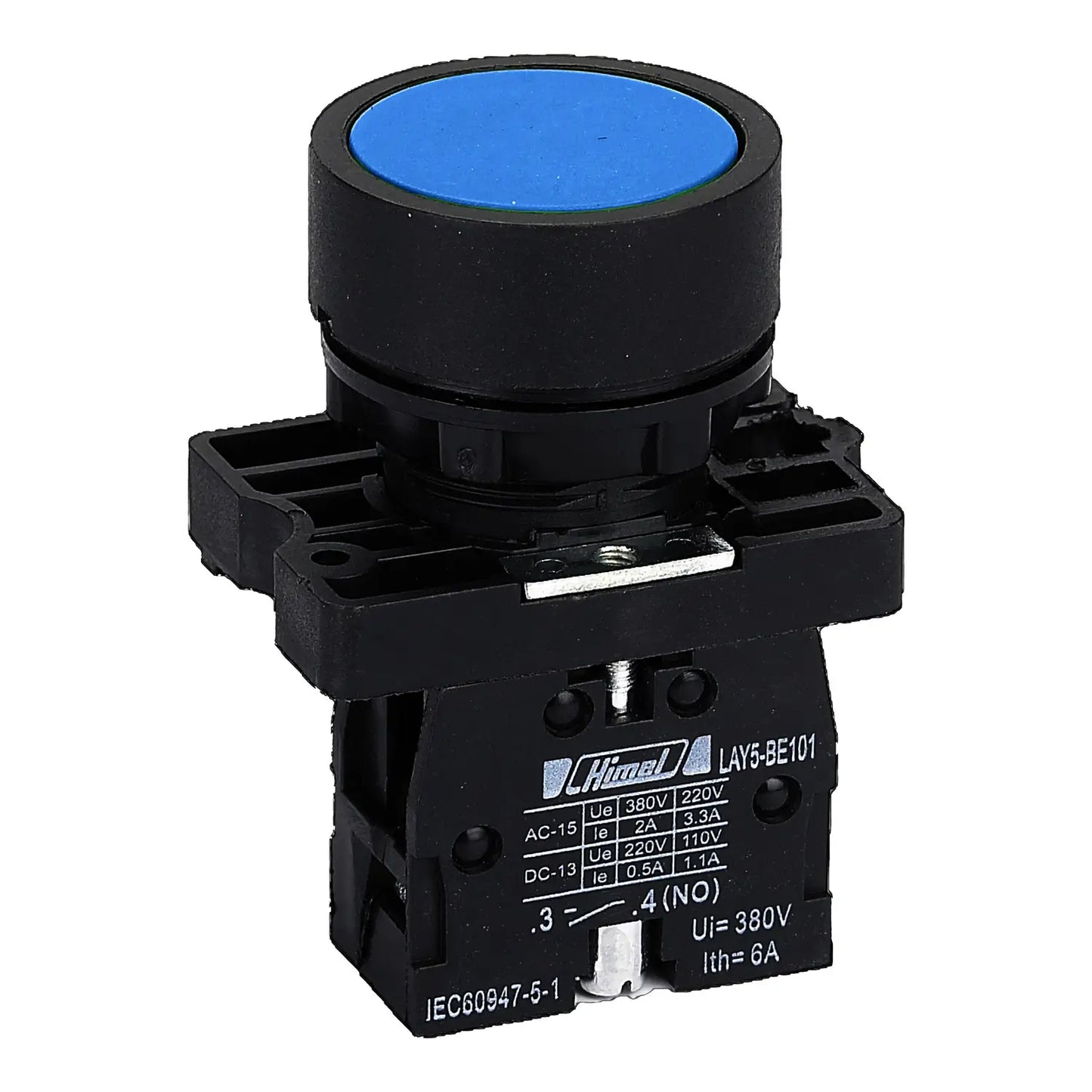 Himel HLAY5 Push Button, Plastic, Blue, 1NO1NC
