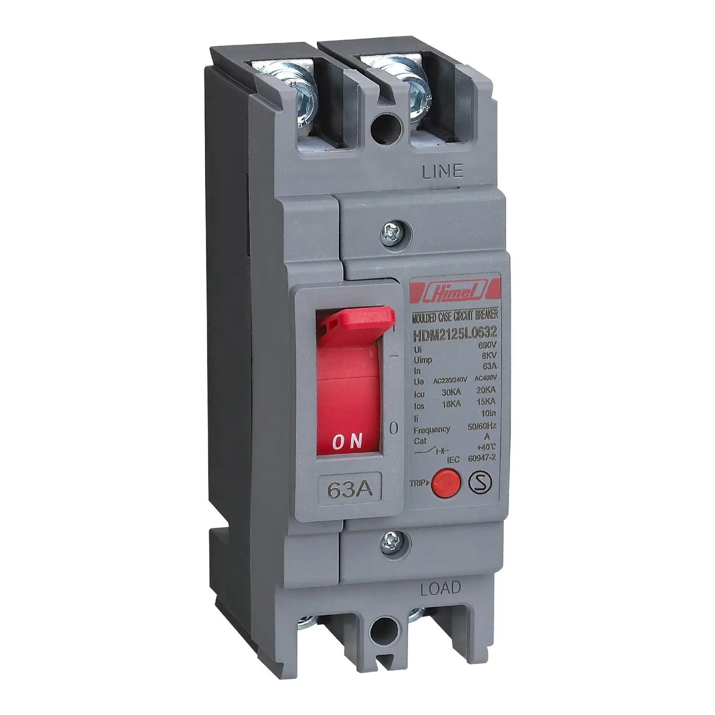Himel HDM2-125L Miniature Circuit Breaker, 2-Pole, 10A, 30kA, Thermal Magnetic