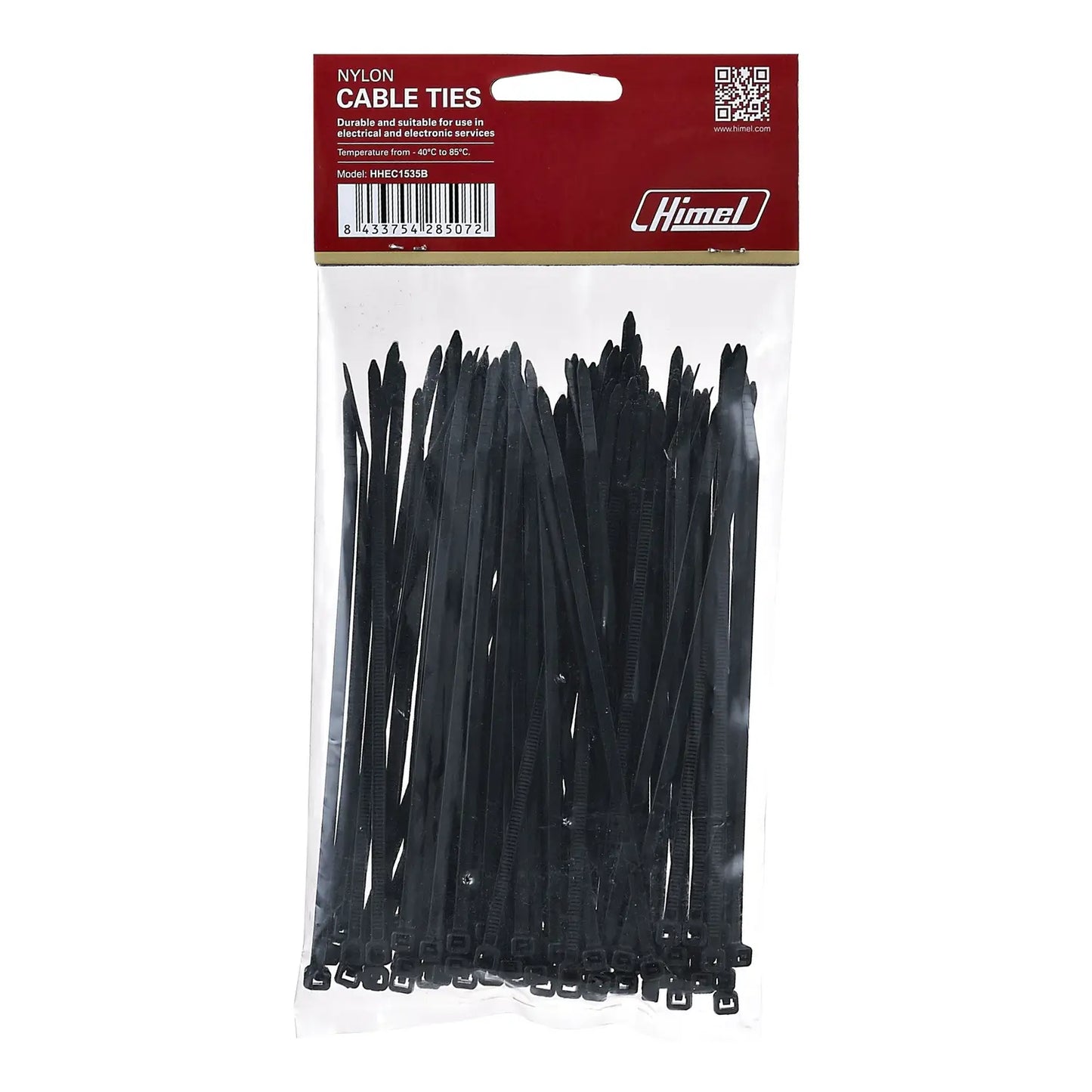 ربطات كابلات هيميل T4 سوداء (10 سم × 2.5 مم) × 100